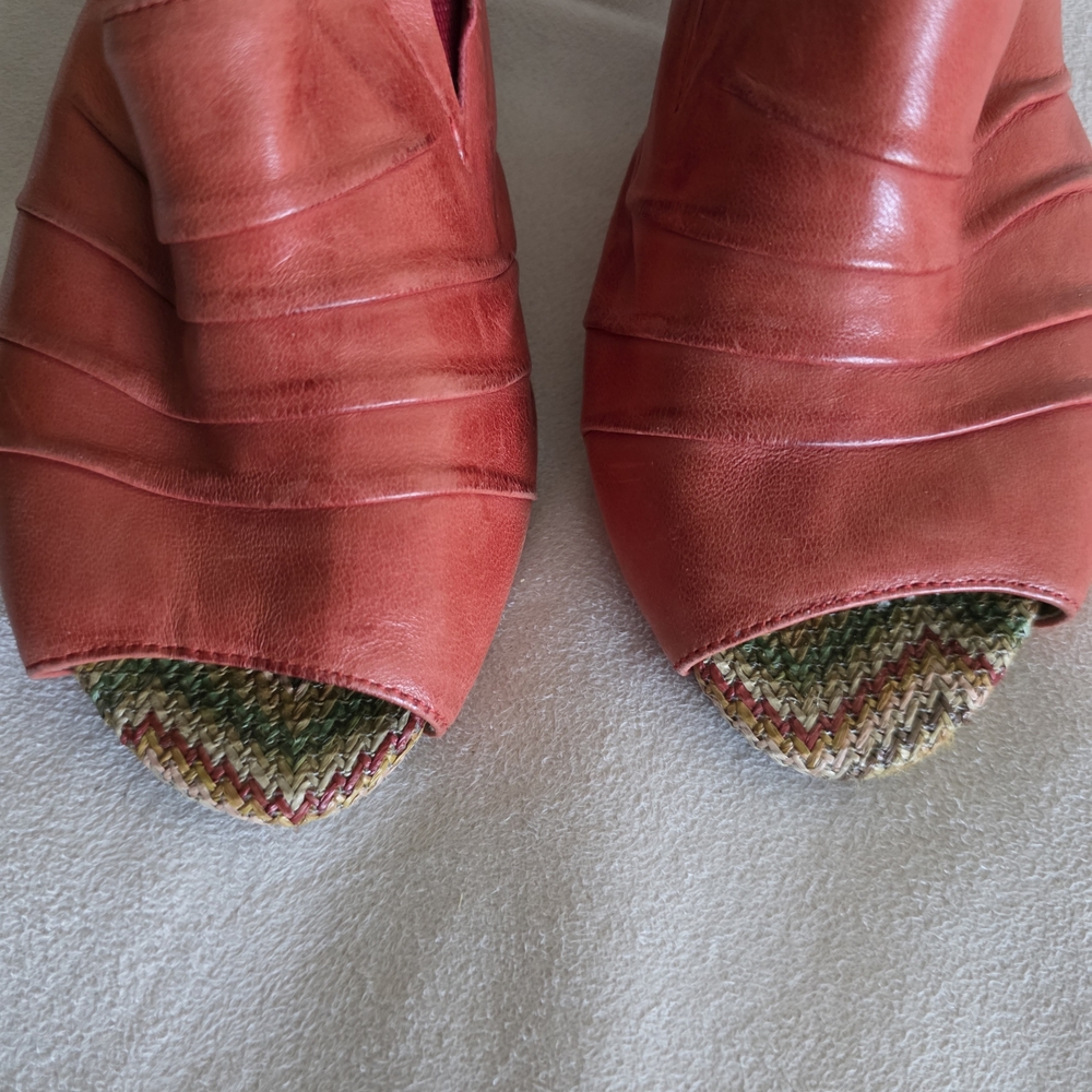 Miz Mooz Walker Red Leather Open Toe Slip-on Shoessize 6.5 - Picture 6 of 12